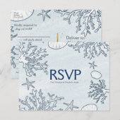 ビーチ コーラル リーフ シー シェル & ヒトデ RSVP カード (正面/裏面)