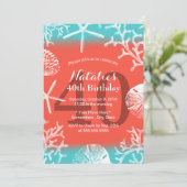 ビーチ コーラル リーフ ヒトデ ファビュラス 40歳の誕生日 招待状 (スタンド正面)