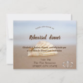 ビーチ シェル, ハート ウェディング リハーサル ディナー 招待状 (正面)