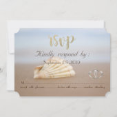 ビーチ シェル ハート  RSVP 招待状 (正面)