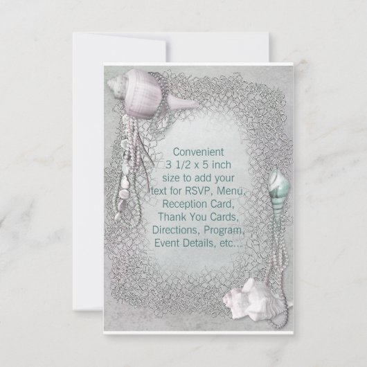 ビーチ シェル ビーチ ウェディング RSVP 招待状 (正面)