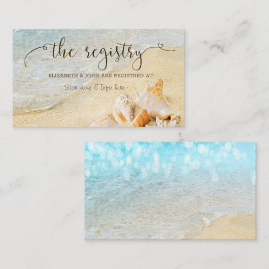 ビーチ シェル 砂浜 ウェディング レジストリー エンクロージャーカード (正面/裏面)