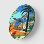 ビーチ、ショア ラウンド壁時計 (傾斜)