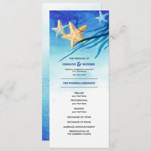 ビーチ |シーサイドウォーター結婚カラーズフラットプログラム プログラム (正面/裏面)