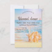 ビーチ、シースター、シーシェルリハーサルディナー 招待状 (正面)