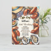 ビーチ シーフード パール オyster 焼き 30歳の誕生日 招待状 (スタンド正面)