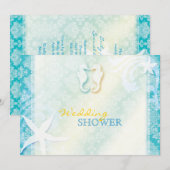 ビーチ シーホース ウェディング カップル シャワー 招待状 (正面/裏面)