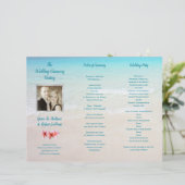 ビーチ シーンの写真付き折りたたみ式挙式プログラム (スタンド正面)