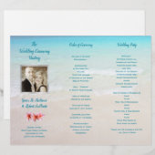 ビーチ シーンの写真付き折りたたみ式挙式プログラム (正面/裏面)