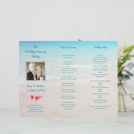 ビーチ シーンの写真 折りたたまれた式次第 (スタンド正面)