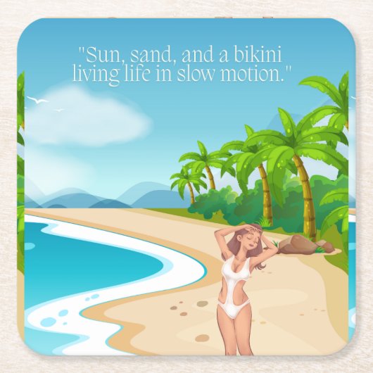 ビーチ スクエアペーパーコースター (正面)