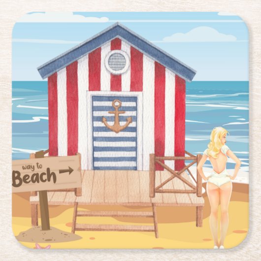 ビーチ スクエアペーパーコースター (正面)