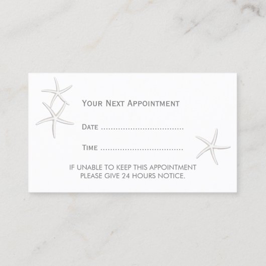 ビーチ&スターフィッシュスパ&美しいサロンアポイントメント 予約カード (裏面)