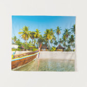 ビーチ|タイの行楽地のバンガロー タペストリー (正面(横))