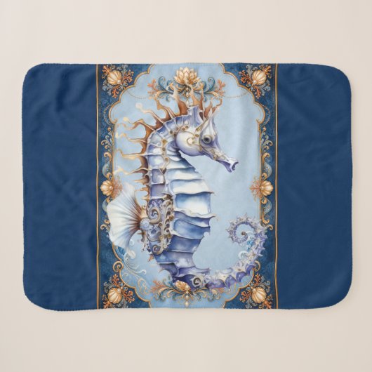 ビーチ タツノオトシゴ 貝殻 リゾート寝具 シェルパブランケット (正面(横))