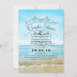 ビーチ ターコイズ オンブレ 海 カップルシャワー 招待状