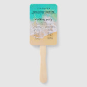 ビーチ | ティール(緑がかった色)結婚式 プログラムハンドファン ハンドファン (裏面)