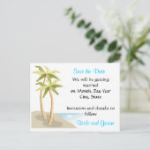 ビーチ/トロピカルウェディング日付ポストカードの保存 案内ポストカード (スタンド正面)