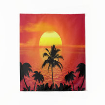 ビーチ トロピカル 夕焼け 朝焼け ヤシの木 島