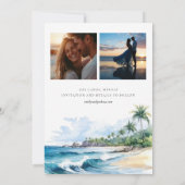 ビーチ トロピカル 水彩 セーブザデート (裏面)