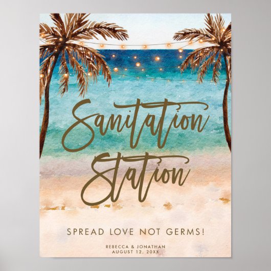 ビーチ ハンドサニタイザーステーション ウェディングサイン ポスター (正面)