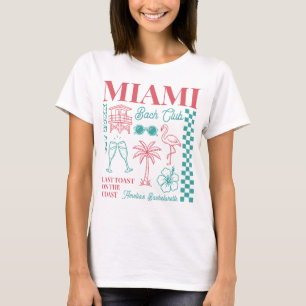 ビーチ・バチェラー・パーティー・レトロ・ドゥードル・スケッチ・マイアミ Tシャツ