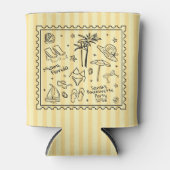 ビーチ バチェロレッテ カン クーラー – レトロ ストライプ (正面)