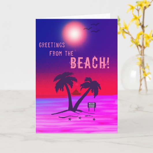 ビーチ!パープル カード (黄色い花)