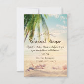 ビーチ、パーム、シースター、シーシェルリハーサルディナー 招待状 (正面)