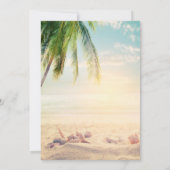 ビーチ、パーム、シースター、シーシェル婚約 招待状 (裏面)