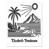 ビーチ パーム ツリー 山 SQ ライブラリー ブック 名前 ラバースタンプ (インプリント)