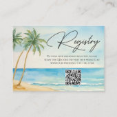 ビーチ パーム ツリー QR コード 結婚式 ギフト レジストリー エンクロージャーカード (正面)