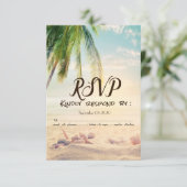 ビーチ、パーム、ヒトデ、貝殻の招待状（出欠連絡お願い） 招待状 (スタンド正面)