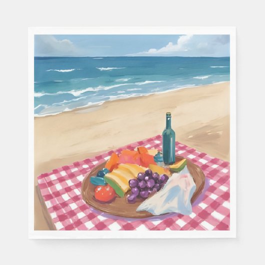 ビーチ ピクニック | 海岸の絵画 スタンダードランチョンナプキン (正面)