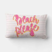 ビーチ |ピンクタイポグラフィ&引用文 ランバークッション (裏面)