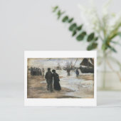 ビーチ、ピープル歩く&ボーツヴァンゴッホファインアート ポストカード (スタンド正面)