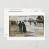 ビーチ、ピープル歩く&ボーツヴァンゴッホファインアート ポストカード (正面/裏面)