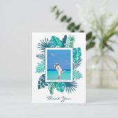 ビーチ フォリアージ ウェディング フォト パーソナライズド サンクス ポストカード (スタンド正面)