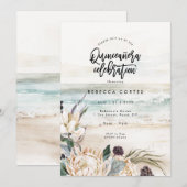 ビーチ フラワーズ 15歳の誕生日 クイーンセネラ 招待状 (正面/裏面)