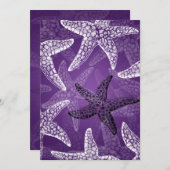 ビーチ ブライダルシャワー ヒトデ 紫 招待状 (正面/裏面)