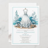 ビーチ ブライド ブライダル シャワー 招待状 (正面/裏面)