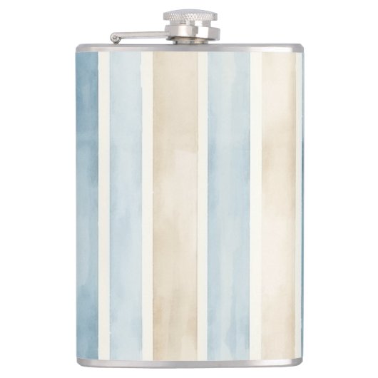 ビーチ ブルー クリーム ストライプ フラスク (正面)