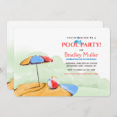ビーチ/プールパーティーの招待状 招待状 (正面/裏面)