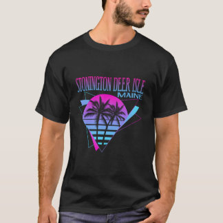 ビーチ・ベイパーウェーブ・バケーション ストーニングトン ディア アイル Tシャツ
