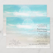 ビーチ ホワイト スターフィッシュ エレガント サマー インビテーション (正面/裏面)