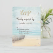 ビーチ ボート 灯台  出席の返事 招待状 (スタンド正面)