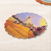 ビーチ ボードウォーク ポップ アート ペーパーコースター (アングル)