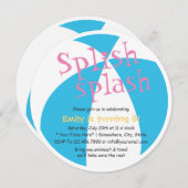 ビーチ·ボール·ガールズ·サマー·プール·バースデー·パーティー 招待状 (正面/裏面)