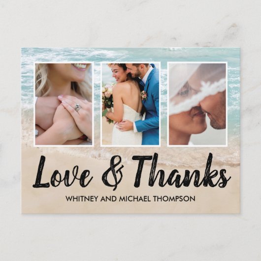 ビーチ マルチ ウェディング フォト サンクス ポストカード (正面)