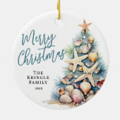 ビーチ メリークリスマス セラミックオーナメント (裏面)